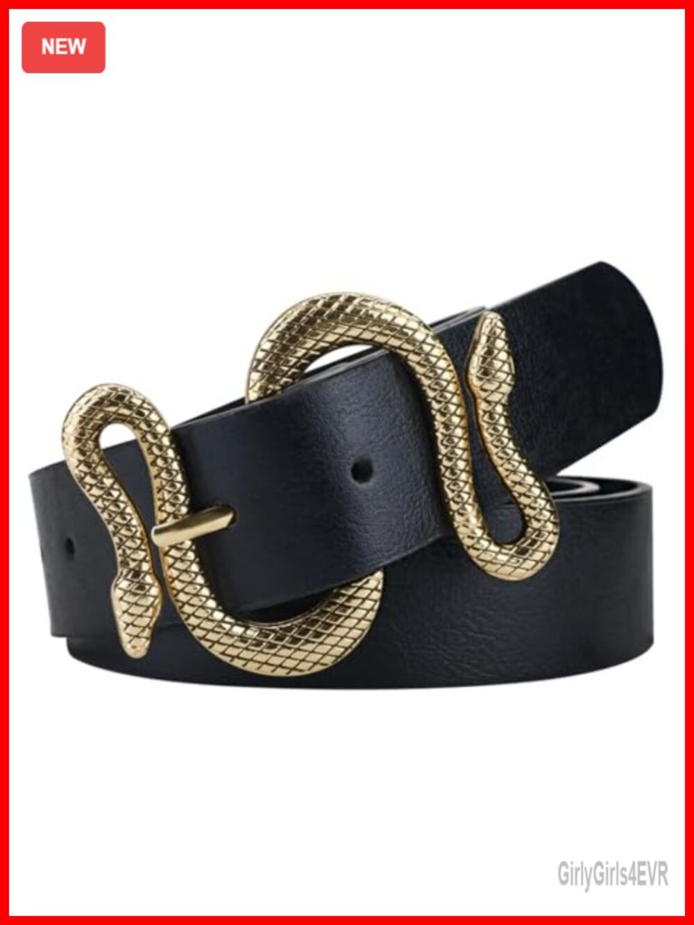 Women's PU Leather Snake Buckle Belt, Retro Waist Belt